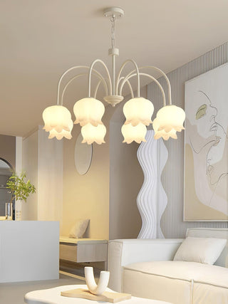 Curved Arm Bell Floral Acrylic Chandelier