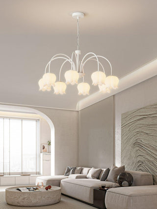 Curved Arm Bell Floral Acrylic Chandelier