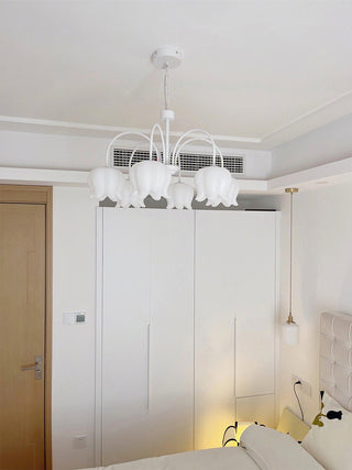 Curved Arm Bell Floral Acrylic Chandelier