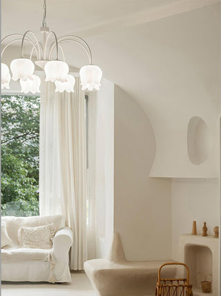 Curved Arm Bell Floral Acrylic Chandelier