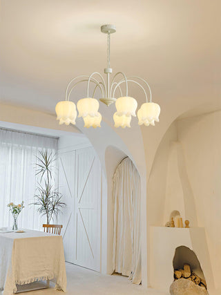 Curved Arm Bell Floral Acrylic Chandelier