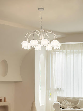 Curved Arm Bell Floral Acrylic Chandelier