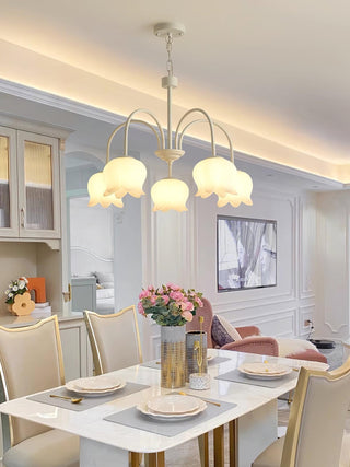Curved Arm Bell Floral Acrylic Chandelier