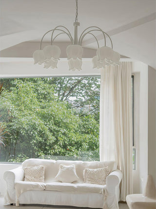 Curved Arm Bell Floral Acrylic Chandelier