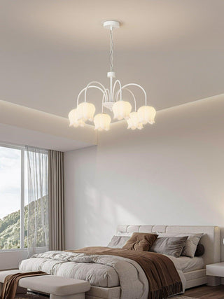 Curved Arm Bell Floral Acrylic Chandelier