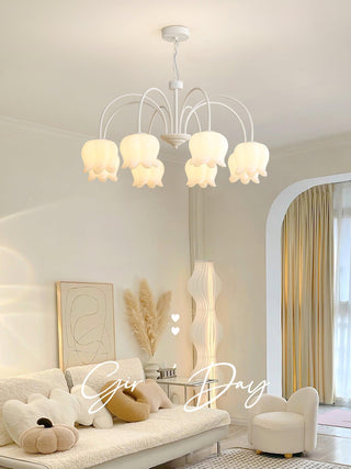 Curved Arm Bell Floral Acrylic Chandelier
