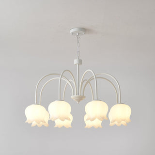 Curved Arm Bell Floral Acrylic Chandelier