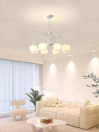 Curved Arm Bell Floral Acrylic Chandelier