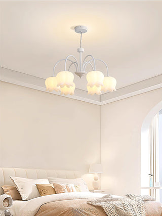 Curved Arm Bell Floral Acrylic Chandelier