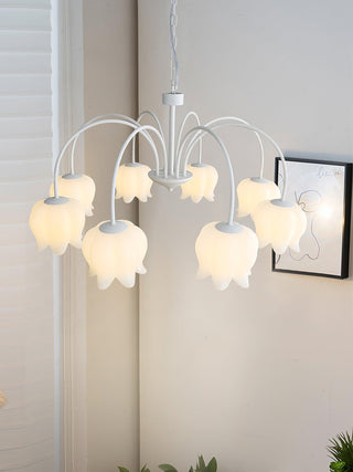 Curved Arm Bell Floral Acrylic Chandelier