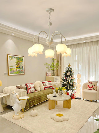 Curved Arm Bell Floral Acrylic Chandelier