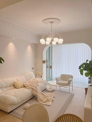 Curved Arm Bell Floral Acrylic Chandelier
