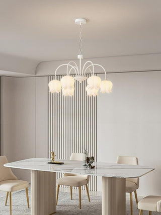 Curved Arm Bell Floral Acrylic Chandelier