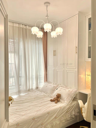 Curved Arm Bell Floral Acrylic Chandelier