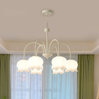 Curved Arm Bell Floral Acrylic Chandelier