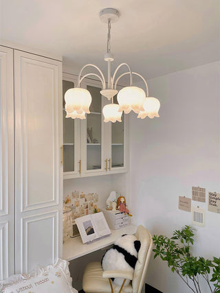 Curved Arm Bell Floral Acrylic Chandelier