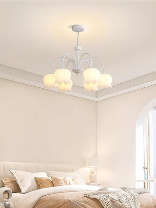Curved Arm Bell Floral Acrylic Chandelier