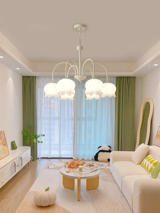 Curved Arm Bell Floral Acrylic Chandelier