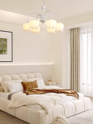 Curved Arm Bell Floral Acrylic Chandelier