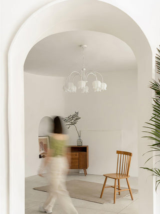 Curved Arm Bell Floral Acrylic Chandelier