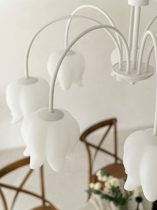 Curved Arm Bell Floral Acrylic Chandelier
