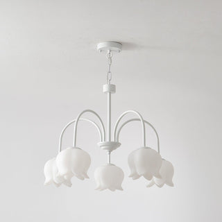 Curved Arm Bell Floral Acrylic Chandelier