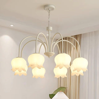 Curved Arm Bell Floral Acrylic Chandelier