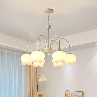 Curved Arm Bell Floral Acrylic Chandelier