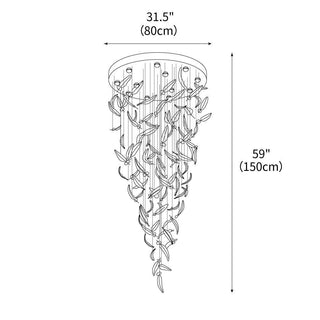 Glass Feathers Sculptural Glass Chandelier