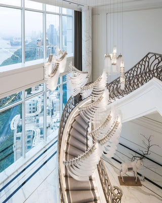 Bird Feather Dynamic Glass Wings Chandelier