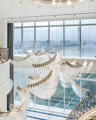 Bird Feather Dynamic Glass Wings Chandelier