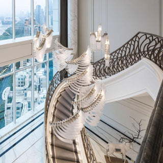 Bird Feather Dynamic Glass Wings Chandelier