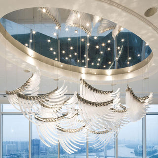 Bird Feather Dynamic Glass Wings Chandelier