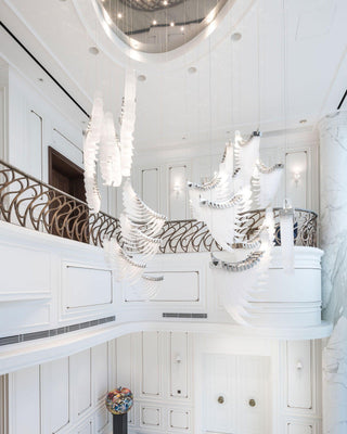Bird Feather Dynamic Glass Wings Chandelier