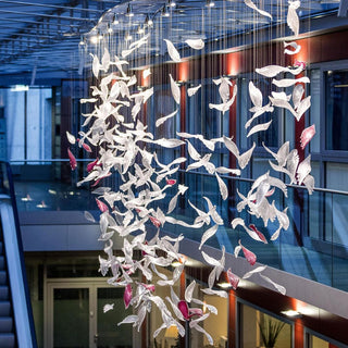 Flying Glass Romantic Glass Feather Chandelier