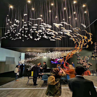 Glass Feathers Sculptural Glass Chandelier