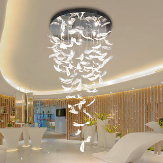 Glass Feathers Sculptural Glass Chandelier