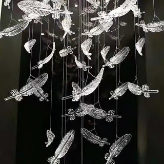 Glass Feathers Sculptural Glass Chandelier
