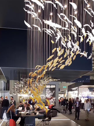 Glass Feathers Sculptural Glass Chandelier