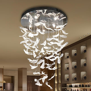 Glass Feathers Sculptural Glass Chandelier