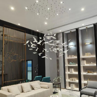 Glass Feathers Sculptural Glass Chandelier