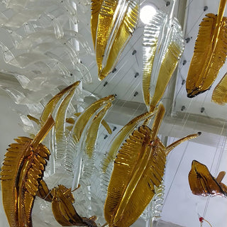 Glass Feathers Sculptural Glass Chandelier