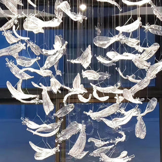 Glass Feathers Sculptural Glass Chandelier