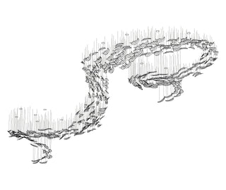 Glass Feathers Sculptural Glass Chandelier