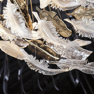 Glass Feathers Sculptural Glass Chandelier