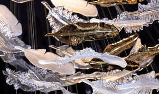 Glass Feathers Sculptural Glass Chandelier