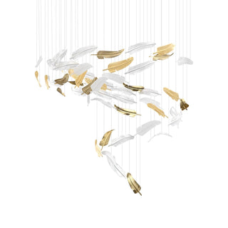 Glass Feathers Sculptural Glass Chandelier