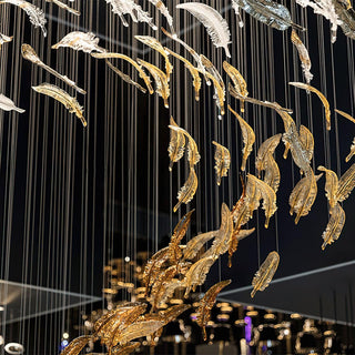 Glass Feathers Sculptural Glass Chandelier