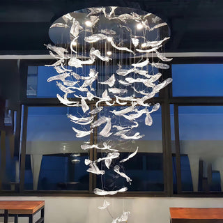 Glass Feathers Sculptural Glass Chandelier