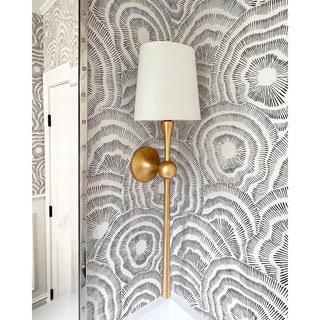 Dagny Sculpted Brass Fabric Wall Light